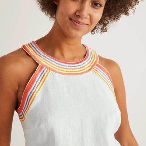 NWT Boden Dollie Linen Rainbow Embroidered Tank Sz 6